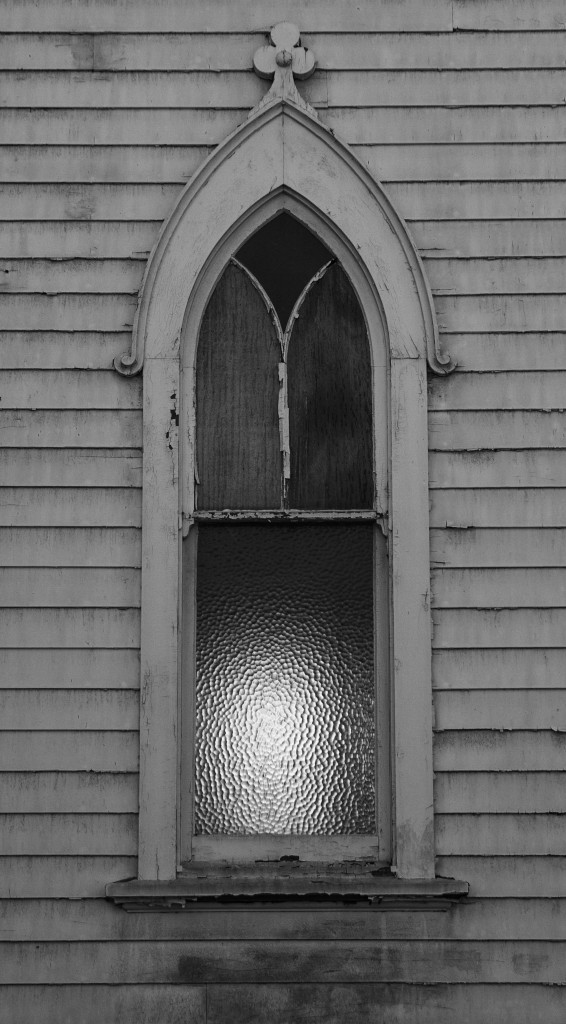 Boarded up from the outside, this ruined building emanates an eerie light. Photo: Lynn Levitt