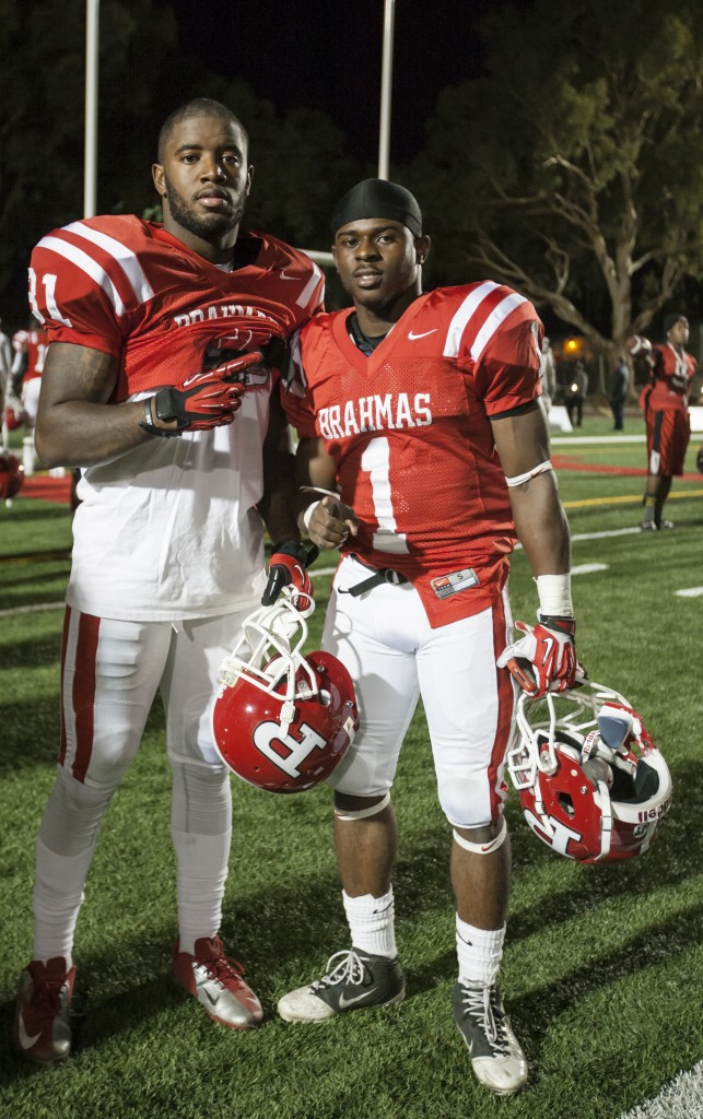 Amir Muhammad and Josh Mathis take a break from practice at Pierce College. Photo: Mohammad Djauhari