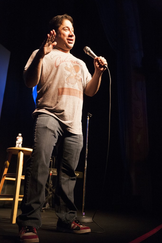 Onstage, Greg Wilson stirs up some laughter. Photo: Mohammad Djauhari