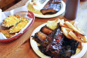 BBQ Ribs and some sides from the Rib Ranch Restaturant on September 29, 2014 in Woodland Hills Calif.